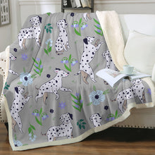 Load image into Gallery viewer, Flower Garden Dalmatian Love Soft Warm Fleece Blanket-Blanket-Blankets, Dalmatian, Home Decor-Warm Gray-Small-5
