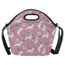 Load image into Gallery viewer, Flower Garden Dalmatians Neoprene Lunch Bag-PaleVioletRed-ONESIZE-11