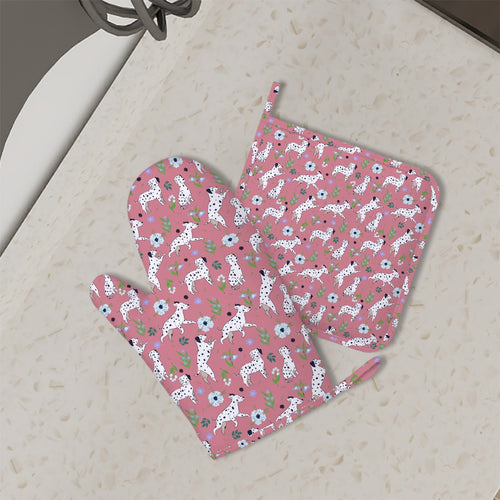 Flower Garden Dalmatians Oven Mitts and Pot Holder Set-Kitchen Decor-Accessories,Dalmatian,Dog Mom Gifts-11