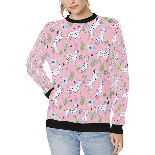 Flower Garden Dalmatians Sweatshirt for Women-Apparel-Apparel, Dalmatian, Dog Mom Gifts, Sweatshirt-Light Pink-S-1