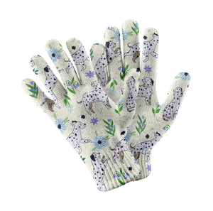 Flower Garden Dalmatians Touch Screen Gloves-Accessories-Accessories, Dalmatian, Dog Dad Gifts, Dog Mom Gifts, Gloves-White-5