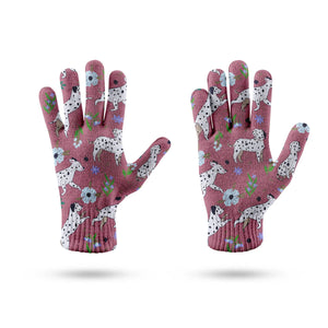 Flower Garden Dalmatians Touch Screen Gloves-Accessories-Accessories, Dalmatian, Dog Dad Gifts, Dog Mom Gifts, Gloves-12