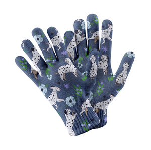 Flower Garden Dalmatians Touch Screen Gloves-Accessories-Accessories, Dalmatian, Dog Dad Gifts, Dog Mom Gifts, Gloves-Navy-3