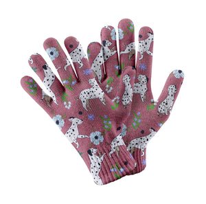 Flower Garden Dalmatians Touch Screen Gloves-Accessories-Accessories, Dalmatian, Dog Dad Gifts, Dog Mom Gifts, Gloves-Rose gold-4