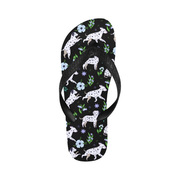 Flower Garden Dalmatians Unisex Slippers-Black-S-23
