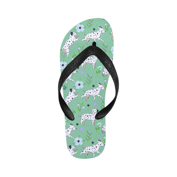 Flower Garden Dalmatians Unisex Slippers-MediumAquaMarine-S-13