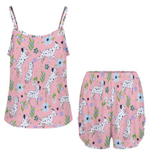 Load image into Gallery viewer, Flower Garden Dalmatians Women&#39;s Cami and Shorts Pajama Set-14