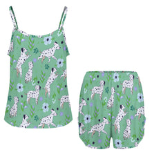Load image into Gallery viewer, Flower Garden Dalmatians Women&#39;s Cami and Shorts Pajama Set-18