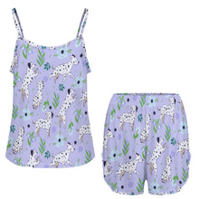 Load image into Gallery viewer, Flower Garden Dalmatians Women&#39;s Cami and Shorts Pajama Set-6
