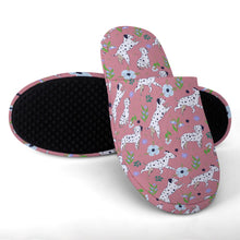 Load image into Gallery viewer, Flower Garden Dalmatians Women's Cotton Mop Slippers-Footwear-Accessories, Dalmatian, Dog Mom Gifts, Slippers-21
