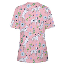 Load image into Gallery viewer, Flower Garden Dalmatians Women's Cotton T-Shirt-Apparel--12