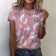 Load image into Gallery viewer, Flower Garden Dalmatians Women's Cotton T-Shirt-Apparel--13
