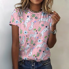 Load image into Gallery viewer, Flower Garden Dalmatians Women's Cotton T-Shirt-Apparel--14