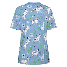 Load image into Gallery viewer, Flower Garden Dalmatians Women's Cotton T-Shirt-Apparel--15
