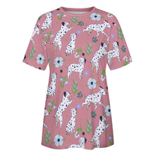 Load image into Gallery viewer, Flower Garden Dalmatians Women's Cotton T-Shirt-Apparel--18