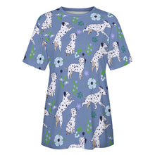Load image into Gallery viewer, Flower Garden Dalmatians Women's Cotton T-Shirt-Apparel--21