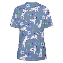 Load image into Gallery viewer, Flower Garden Dalmatians Women's Cotton T-Shirt-Apparel--28