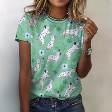Load image into Gallery viewer, Flower Garden Dalmatians Women's Cotton T-Shirt-Apparel--31