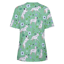 Load image into Gallery viewer, Flower Garden Dalmatians Women's Cotton T-Shirt-Apparel--32