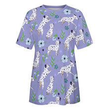 Load image into Gallery viewer, Flower Garden Dalmatians Women's Cotton T-Shirt-Apparel--33