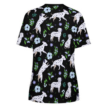 Load image into Gallery viewer, Flower Garden Dalmatians Women's Cotton T-Shirt-Apparel--39