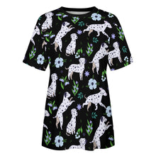 Load image into Gallery viewer, Flower Garden Dalmatians Women's Cotton T-Shirt-Apparel--42
