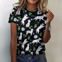 Load image into Gallery viewer, Flower Garden Dalmatians Women's Cotton T-Shirt-Apparel--43