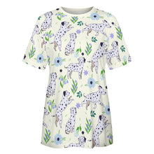 Load image into Gallery viewer, Flower Garden Dalmatians Women's Cotton T-Shirt-Apparel--5