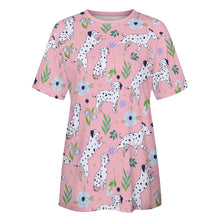 Load image into Gallery viewer, Flower Garden Dalmatians Women's Cotton T-Shirt-Apparel--7