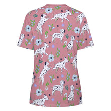 Load image into Gallery viewer, Flower Garden Dalmatians Women's Cotton T-Shirt-Apparel--9