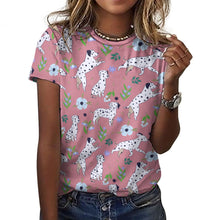 Load image into Gallery viewer, Flower Garden Dalmatians Women's Cotton T-Shirt-Apparel-Dusty Pink-2XS-10