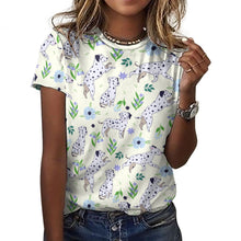 Load image into Gallery viewer, Flower Garden Dalmatians Women's Cotton T-Shirt-Apparel-Ivory White-2XS-1