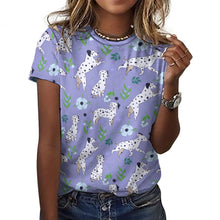 Load image into Gallery viewer, Flower Garden Dalmatians Women's Cotton T-Shirt-Apparel-Lavender Purple-2XS-29