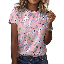 Load image into Gallery viewer, Flower Garden Dalmatians Women's Cotton T-Shirt-Apparel-Light Pink-2XS-4
