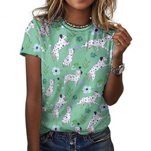 Load image into Gallery viewer, Flower Garden Dalmatians Women's Cotton T-Shirt-Apparel-Mint Green-2XS-24