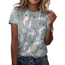 Load image into Gallery viewer, Flower Garden Dalmatians Women's Cotton T-Shirt-Apparel-Parisian Gray-2XS-35