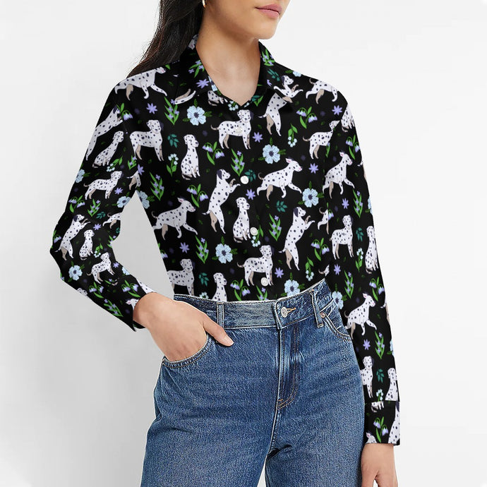 Flower Garden Dalmatians Women's Shirt-Apparel-Apparel,Dalmatian,Dog Mom Gifts,Shirt-31