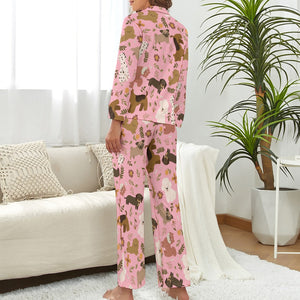 Flower Garden Dog Pajamas Set for Women - 4 Colors-Apparel-Airedale Terrier, Apparel, Bichon Frise, Dachshund, Dalmatian, Dogs, Pajamas, Pomeranian, Pug, Shiba Inu-6
