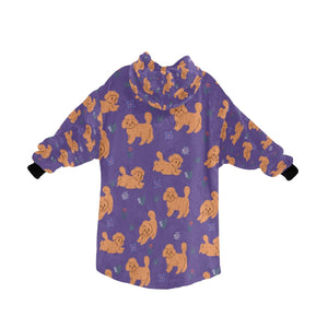 Image of lavender colored doodle blanket hoodie for kids 