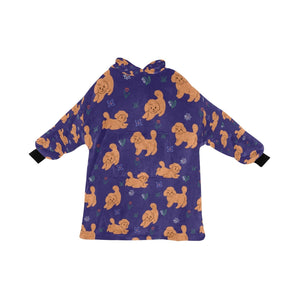 Image of  midnight blue colored doodle blanket hoodie for kids