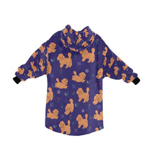 Load image into Gallery viewer, Image of  midnight blue colored doodle blanket hoodie for kids - back view