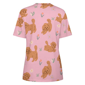 Flower Garden Doodle Love All Over Print Women's Cotton T-Shirt - 4 Colors-Apparel-Apparel, Doodle, Goldendoodle, Labradoodle, Shirt, T Shirt-11