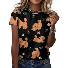 Load image into Gallery viewer, Flower Garden Doodle Love All Over Print Women&#39;s Cotton T-Shirt - 4 Colors-Apparel-Apparel, Doodle, Goldendoodle, Labradoodle, Shirt, T Shirt-17