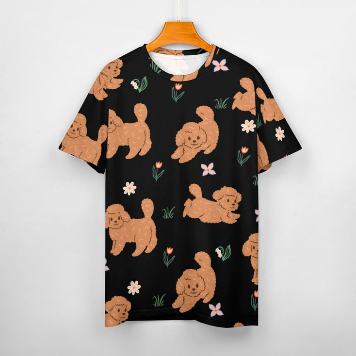 Flower Garden Doodle Love All Over Print Women's Cotton T-Shirt - 4 Colors-Apparel-Apparel, Doodle, Goldendoodle, Labradoodle, Shirt, T Shirt-5