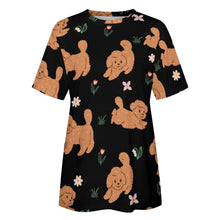 Load image into Gallery viewer, Flower Garden Doodle Love All Over Print Women&#39;s Cotton T-Shirt - 4 Colors-Apparel-Apparel, Doodle, Goldendoodle, Labradoodle, Shirt, T Shirt-6