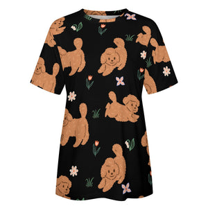 Flower Garden Doodle Love All Over Print Women's Cotton T-Shirt - 4 Colors-Apparel-Apparel, Doodle, Goldendoodle, Labradoodle, Shirt, T Shirt-6