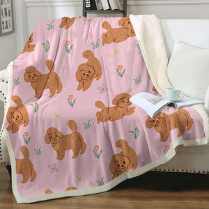 Flower Garden Doodle Love Soft Warm Fleece Blanket-Blanket-Blankets, Doodle, Home Decor, Toy Poodle-Soft Pink-Small-2