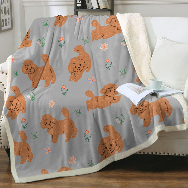 Flower Garden Doodle Love Soft Warm Fleece Blanket-Blanket-Blankets, Doodle, Home Decor, Toy Poodle-Warm Gray-Small-5