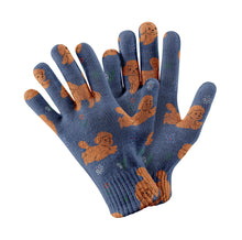 Load image into Gallery viewer, Flower Garden Doodle Love Touch Screen Gloves-Accessories-Accessories, Dog Dad Gifts, Dog Mom Gifts, Doodle, Gloves-Navy-1