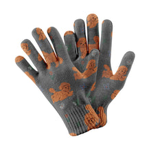 Load image into Gallery viewer, Flower Garden Doodle Love Touch Screen Gloves-Accessories-Accessories, Dog Dad Gifts, Dog Mom Gifts, Doodle, Gloves-Gray-4